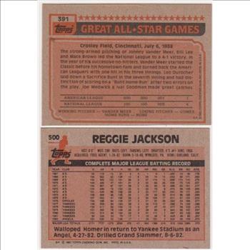 1983 Topps Rickey Henderson #391 + Reggie Jackson #500 Card Pair