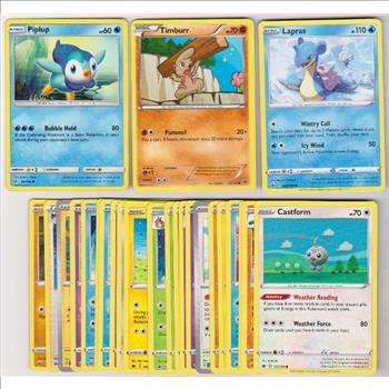 25 Different Pokemon Trading Cards w/ Piplup + More
