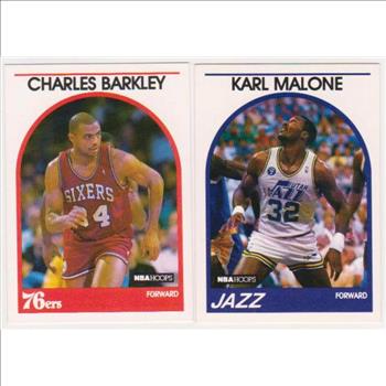 1989-90 Hoops Charles Barkley #110 +  Karl Malone #30 Pair - HOF'ers