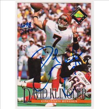Signed - David Klingler 1994 Pro Line Certified Autographed Insert Card #1298/2140