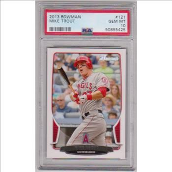 Graded PSA Gem Mint 10 - Mike Trout 2013 Bowman #121 Card