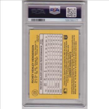Graded PSA Mint 9 - Rickey Henderson 1987 Donruss #228 Card