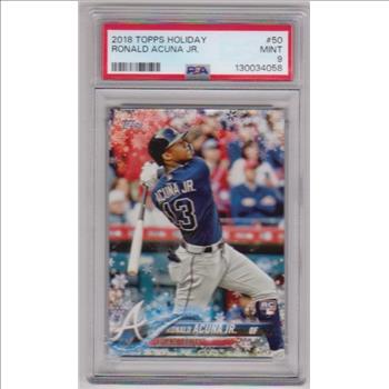 Rookie Graded PSA Mint 9 - Ronald Acuna, Jr. 2018 Topps Holiday #50 Card