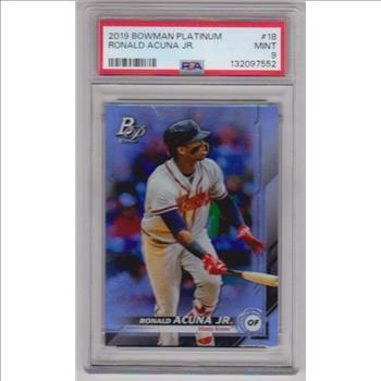 Graded PSA Mint 9 - Ronald Acuna, Jr. 2019 Bowman Platinum #18 Card