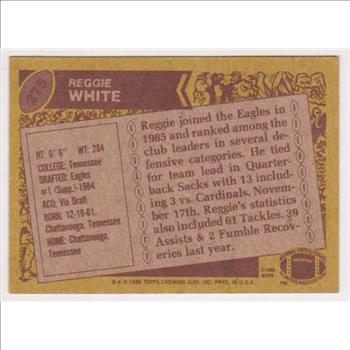 1986 Topps Reggie White #275 Rookie Card - HOF'er