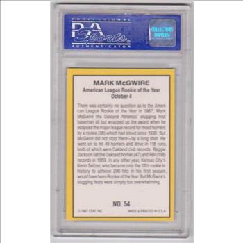 Graded PSA NM-MT 8 - Mark McGwire 1987 Donruss Highlights #54 Card