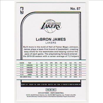 Lebron James 2019-20 Hoops #87 Card
