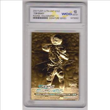 Rookie Graded Gem Mint 10 - Tom Brady 2000 Fleer Ultra Holographic 23 Kt Gold Card