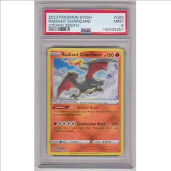 Graded PSA Mint 9 - 2023 Pokemon RADIANT CHARIZARD Sword & Shield Crown Zenith #020/159 Card