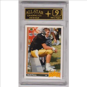 Rookie Graded 9 - Brett Favre 1991 Upper Deck #13 Card