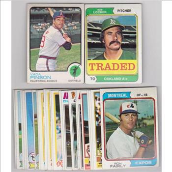 25 Different 1970's Topps Baseball Cards (1973-1979) w/ Vada Pinson + More