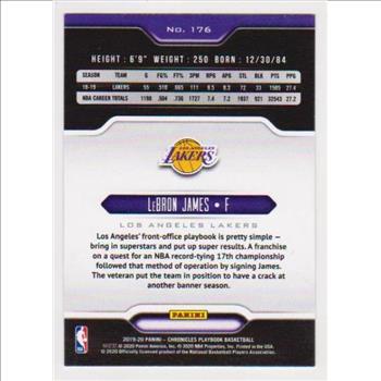 Lebron James 2019-20 Panini Chronicles Playbook #176 Card