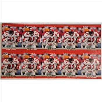 Uncut Sheet - 1990 Pro Set Deion Sanders #36 Ten Card Sheet