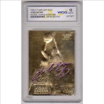 Rookie Graded Gem Mint 10 - Kobe Bryant 1996-97 Fleer w/ Purple Signature 23 Kt Gold Card