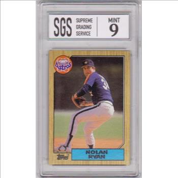 Graded Mint 9 - Nolan Ryan 1987 Topps #757 Card - HOF'er
