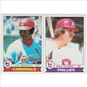 1979 Topps Lou Brock #665 + Mike Schmidt #610 Card Pair - HOF'ers