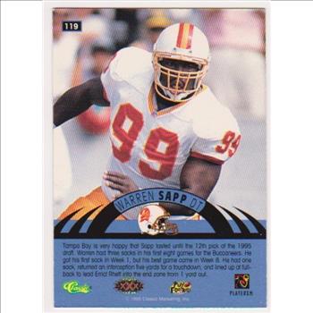 Only 499 Exist - Warren Sapp 1996 Classic NFL Experience Printers Proof #119 Insert Rookie Card