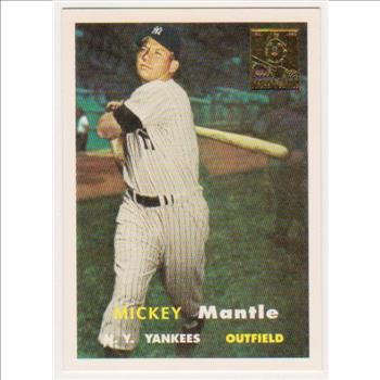 Mickey Mantle 1957 Topps #95 Commemorative Card - 1996 Topps #7 of 19 Insert Card
