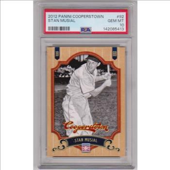 Graded PSA Gem Mint 10 - Stan Musial 2012 Panini Cooperstown #92 Card