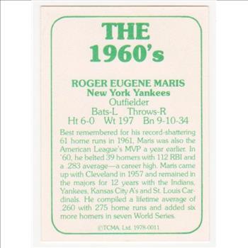 1978 TCMA Roger Maris #11 Card