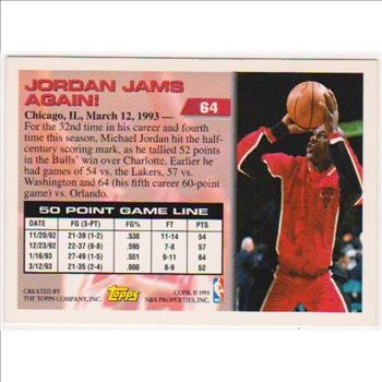 1993-94 Topps Gold Michael Jordan #64 Insert Card