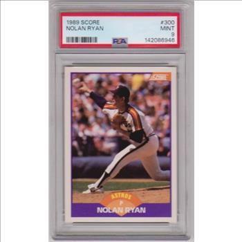 Graded PSA Mint 9 - Nolan Ryan 1989 Score #300 Card