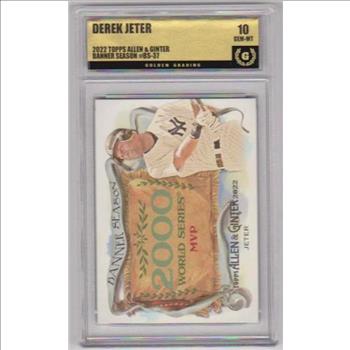 Graded GG Gem Mint 10 - Derek Jeter 2022 Topps Allen & Ginter Banner Season #BS-37 Insert Card
