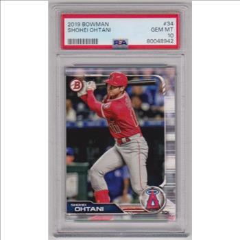 Graded PSA Gem Mint 10 - Shohei Ohtani 2019 Bowman #34 Card