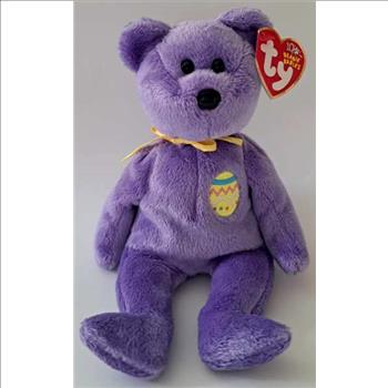 2002 Ty Beanie Baby Eggs III The Purple Easter Bear - With Original Tags