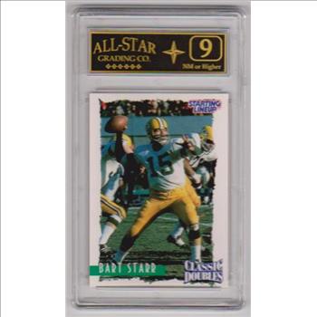 Graded 9 - Bart Starr 1997 Starting Line Up Classic Doubles Card