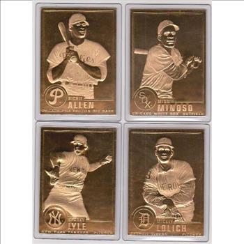 22kt Gold - 4 Different 1996 Danbury Mint Gold Cards - Minnie Minoso, Mickey Lolich, Richie Allen, Sparky Lyle