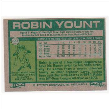 1977 Topps Robin Yount #635 Card - HOF'er