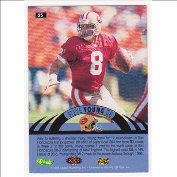 Only 499 Exist - Steve Young 1996 Classic NFL Experience Printers Proof #25 Insert Card