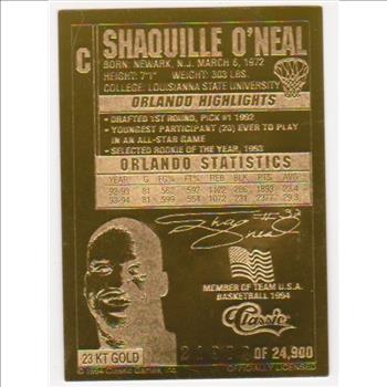 23 kt Gold - Shaquille O'Neal 1994 Classic Gold Card (1/24,900)