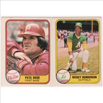 1981 Fleer Pete Rose #1 + Rickey Henderson #574 Card Pair
