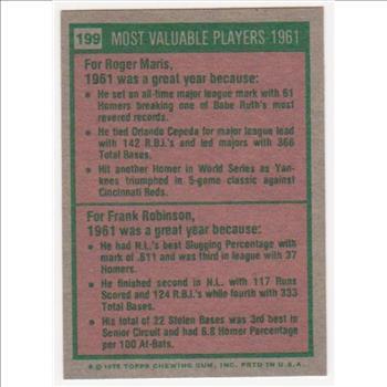 1975 Topps Roger Maris/Frank Robinson #199 Card