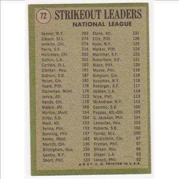 1971 Topps Tom Seaver/Bob Gibson/Fergie Jenkins #72 Card - 3 HOF'ers!