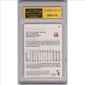 Graded 10 - Vladimir Guerrero 2002 Topps Gallery #62 Card