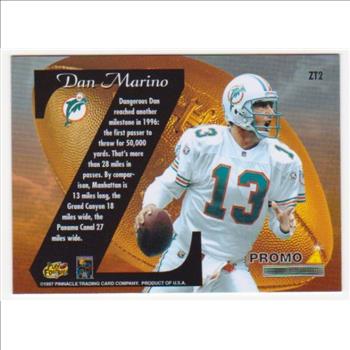 1997 Zenith Z-Team Dan Marino #ZT2 Promo Card