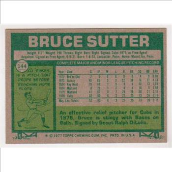 1977 Topps Bruce Sutter #144 Rookie Card - HOF'er