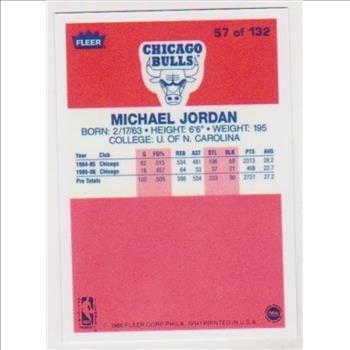 1986 Fleer Michael Jordan #57 Rookie Card Reprint