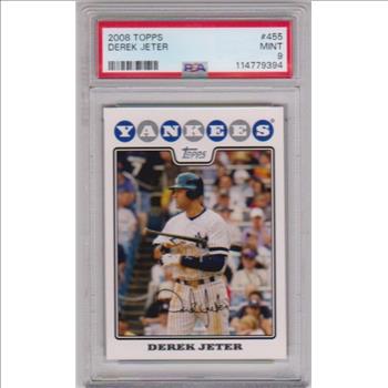 Graded PSA Mint 9 - Derek Jeter 2008 Topps #455 Card