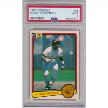 Graded PSA Mint 9 - Rickey Henderson 1983 Donruss #35 Card