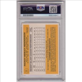Graded PSA Mint 9 - Rickey Henderson 1983 Donruss #35 Card