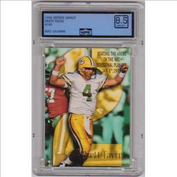 Graded MPE NM/MT+ 8.5 - Brett Favre 1996 Skybox Impact #195 Card