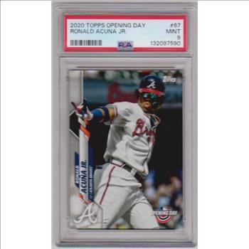 Graded PSA Mint 9 - Ronald Acuna, Jr. 2020 Topps Opening Day #67 Card