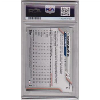 Graded PSA Mint 9 - Ronald Acuna, Jr. 2020 Topps Opening Day #67 Card