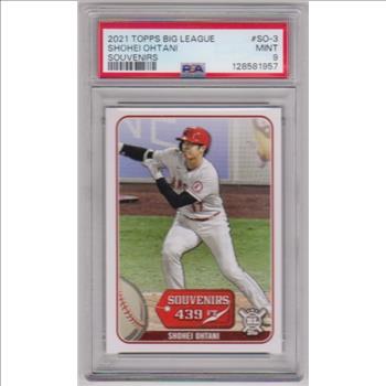 Graded PSA Mint 9 - Shohei Ohtani 2021 Topps Big League Souvenirs #SO-3 Insert Card