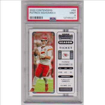 Graded PSA Mint 9 - Patrick Mahomes 2022 Panini Contenders #58 Card