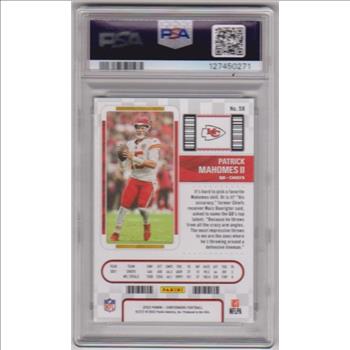 Graded PSA Mint 9 - Patrick Mahomes 2022 Panini Contenders #58 Card